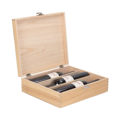 Three Bottle Clear Varnish Wooden Box