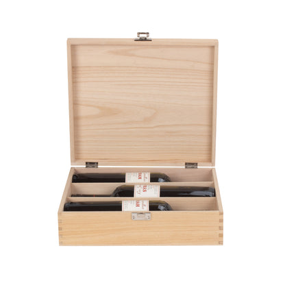 Three Bottle Clear Varnish Wooden Box