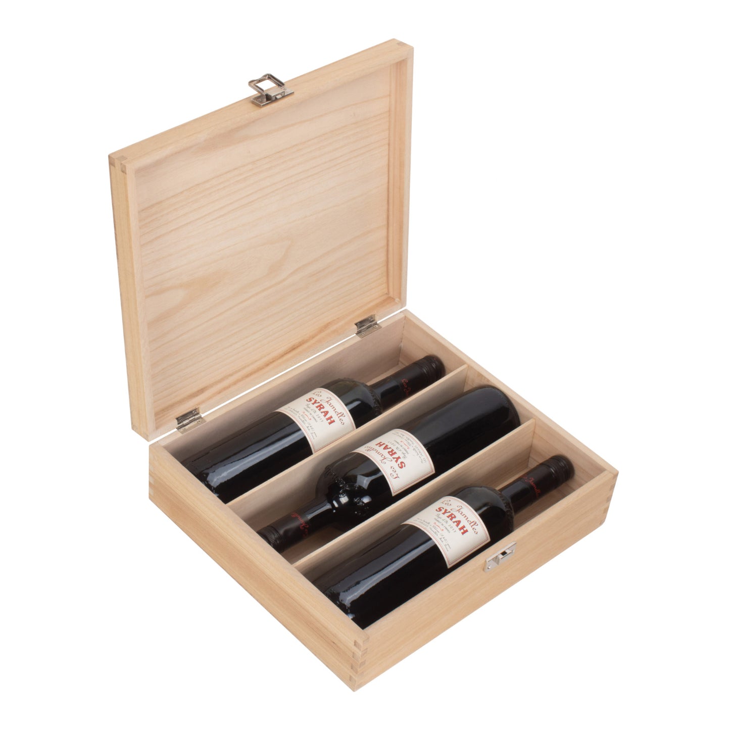 Three Bottle Clear Varnish Wooden Box