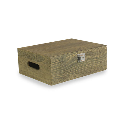 12 Inch Oak Effect Wooden Keepsake Box