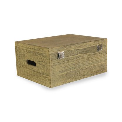 16 Inch Oak Effect Wooden Keepsake Box