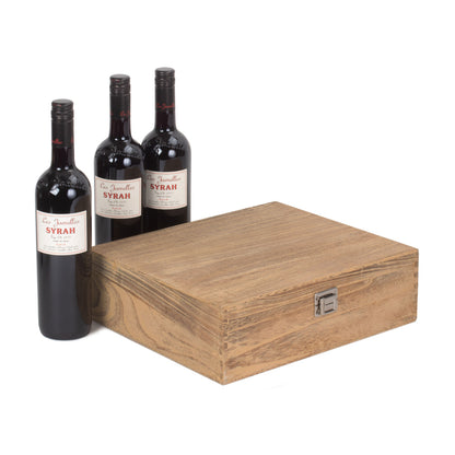 Three Bottle Oak Effect Wooden Box
