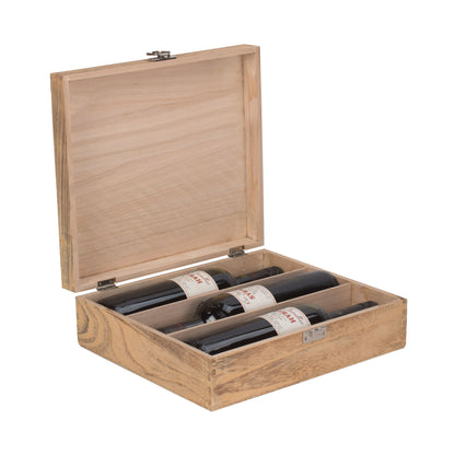 Three Bottle Oak Effect Wooden Box