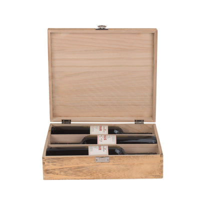 Three Bottle Oak Effect Wooden Box