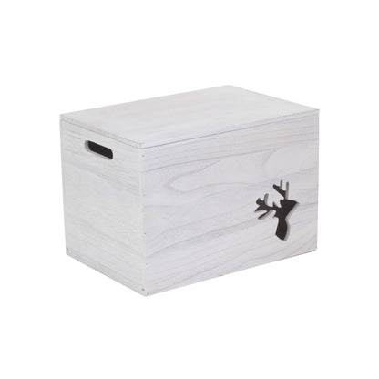 Reindeer Cut-Out Wooden Box with Lid