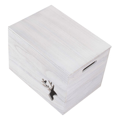 Reindeer Cut-Out Wooden Box with Lid