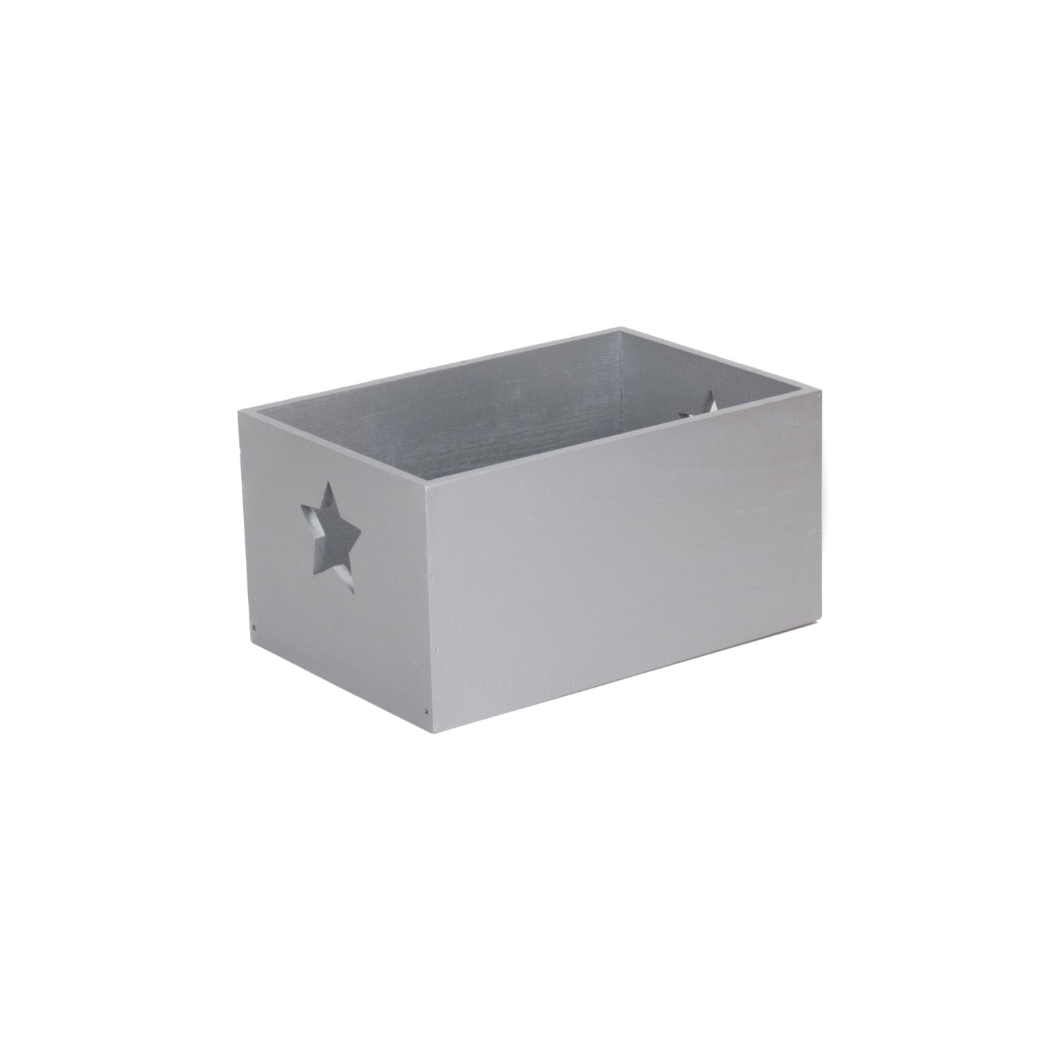 Silver Grey Star Cut-Out Wooden Box with Lid