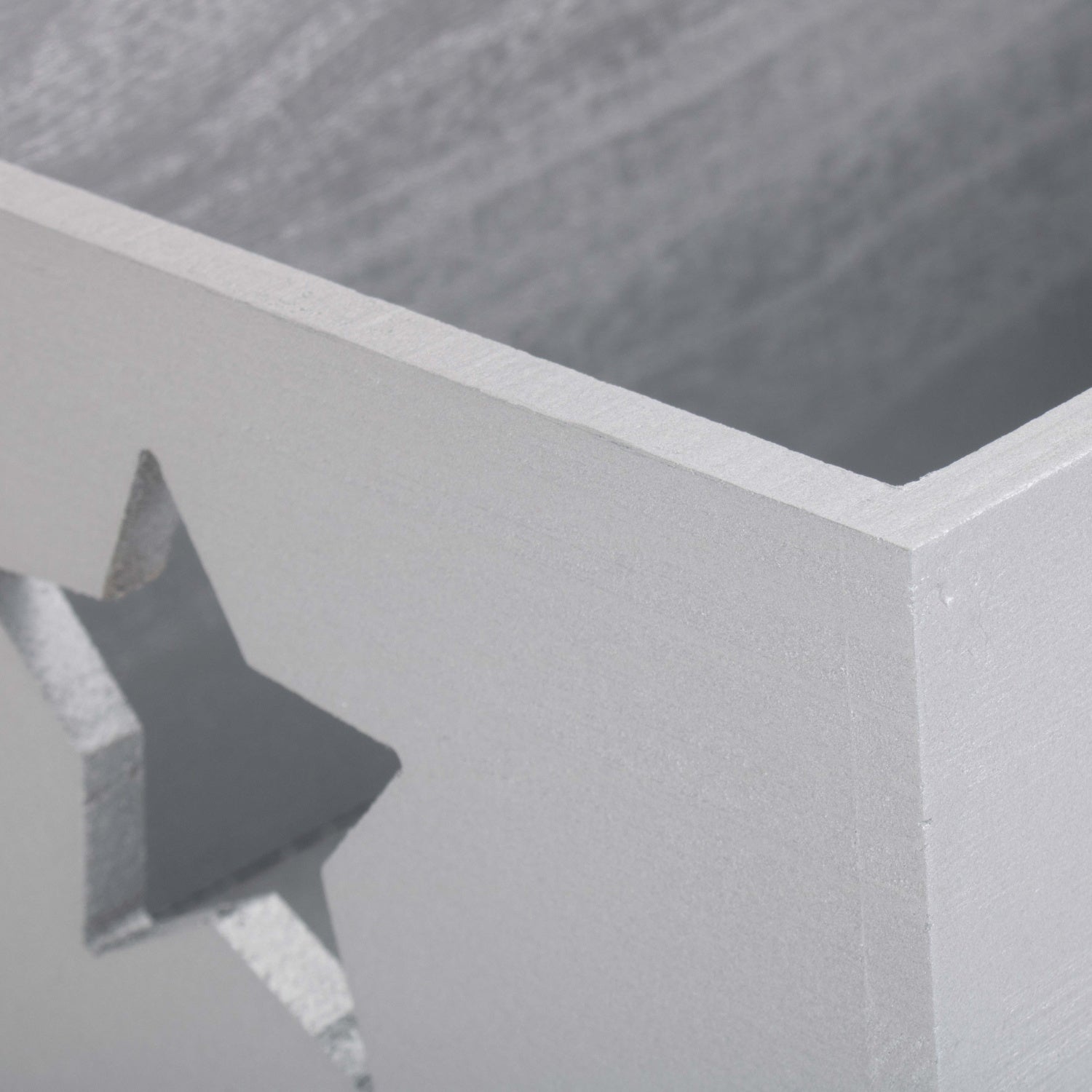 Silver Grey Star Cut-Out Wooden Box with Lid
