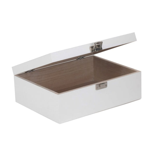 12 Inch White Wooden Keepsake Box