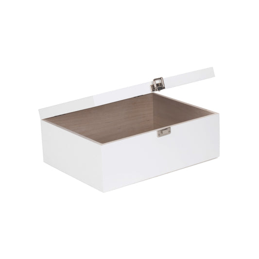 14 Inch White Wooden Keepsake Box