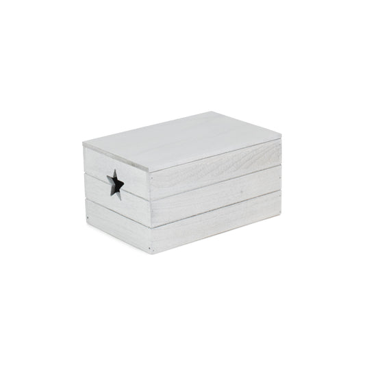 Small Vintage White Wash Star Cut-Out Box with Lid
