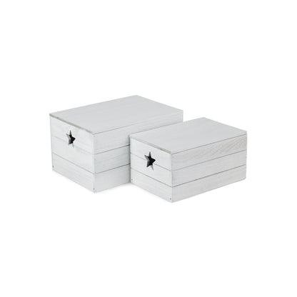 Vintage Star Cut Out Box with Lid Set 2