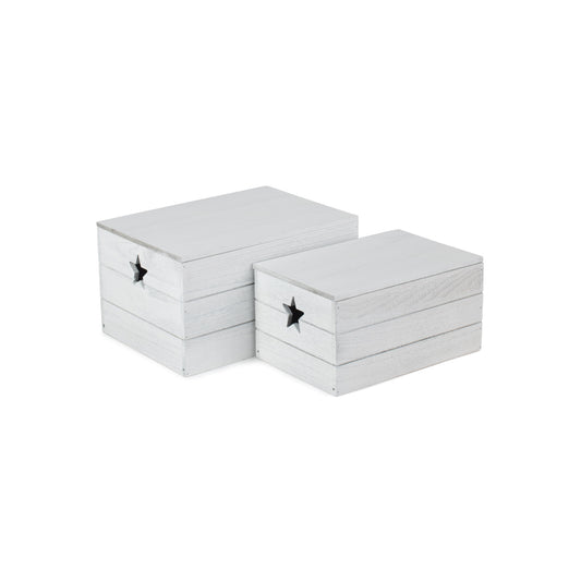 Vintage Star Cut Out Box with Lid Set 2