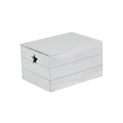 Large Vintage White Wash Star Cut-Out Box with Lid