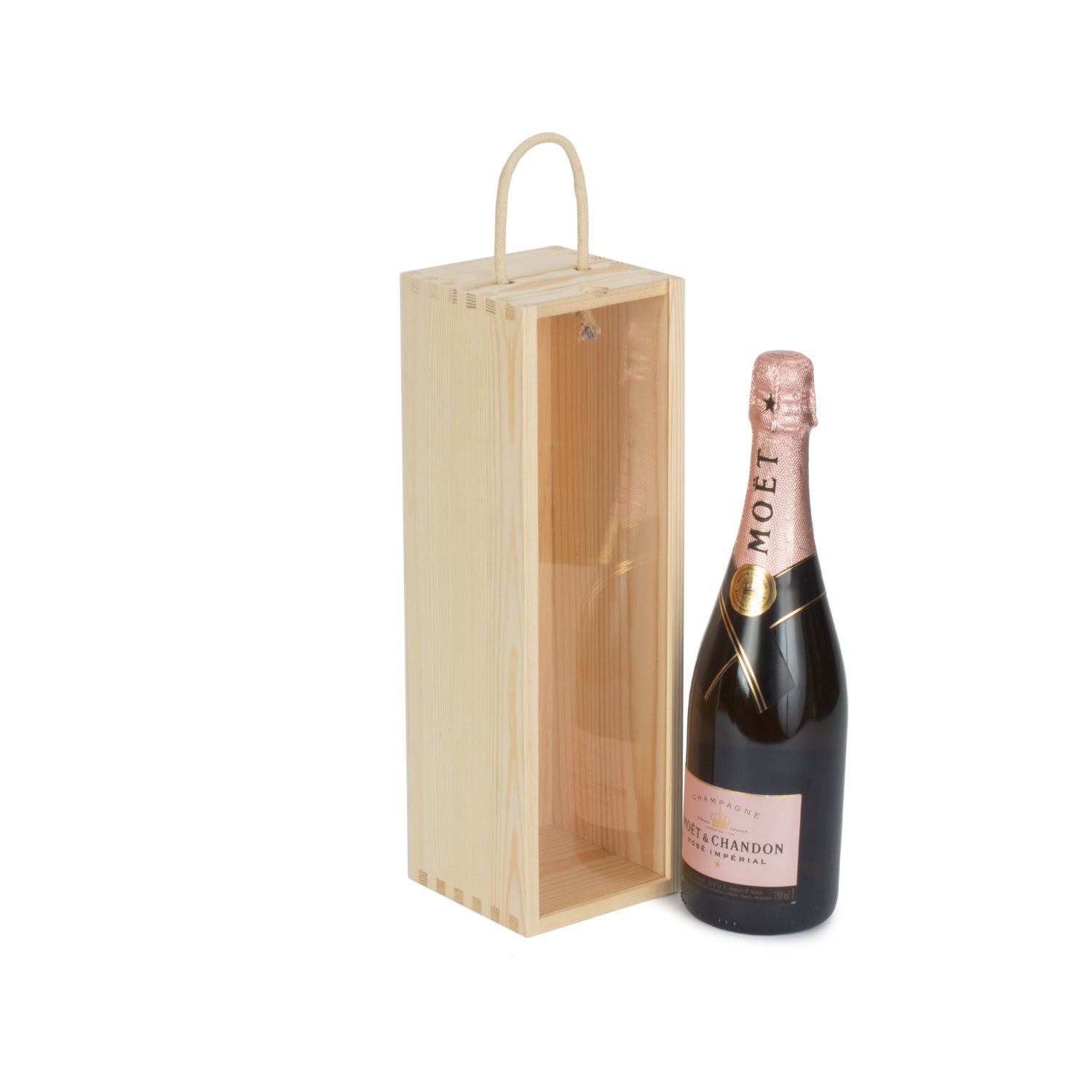 Single Bottle Wooden Box With Clear Acrylic Sliding Lid