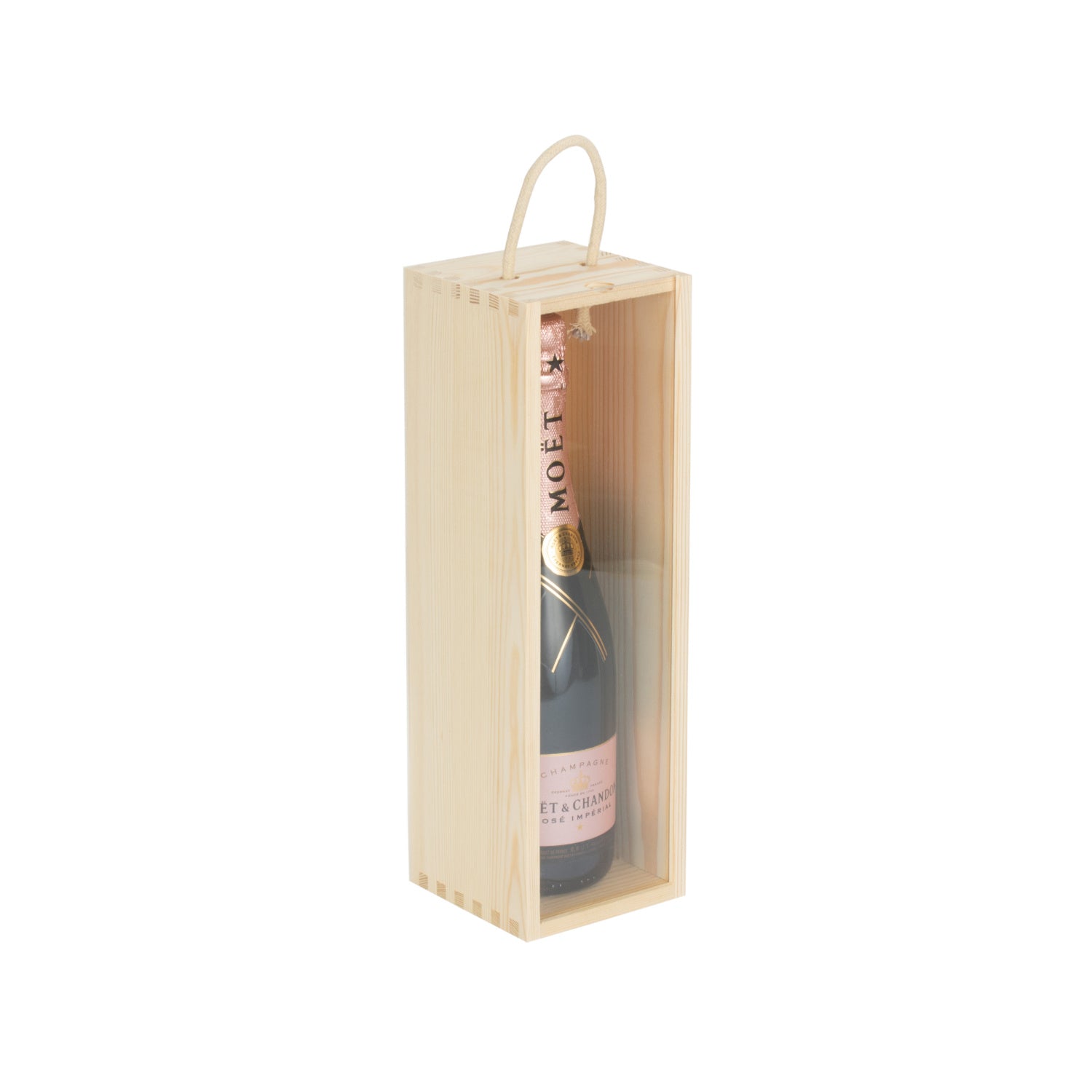 Single Bottle Wooden Box With Clear Acrylic Sliding Lid