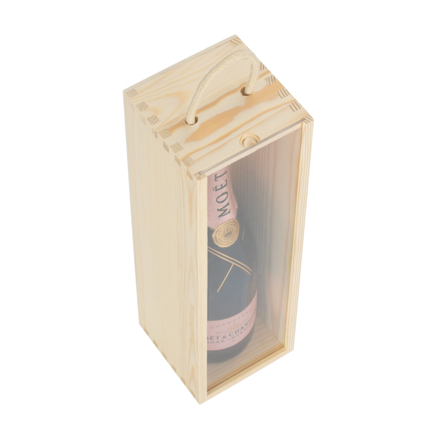 Single Bottle Wooden Box With Clear Acrylic Sliding Lid