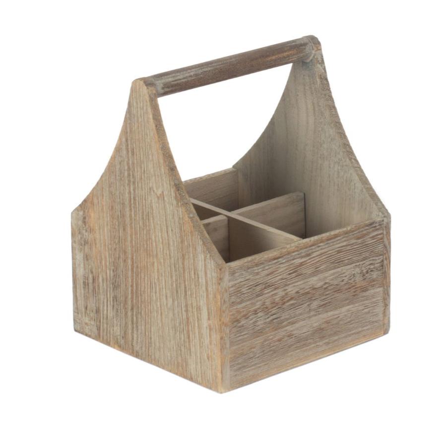 Oak Effect Square 4 Section Cutlery Holder