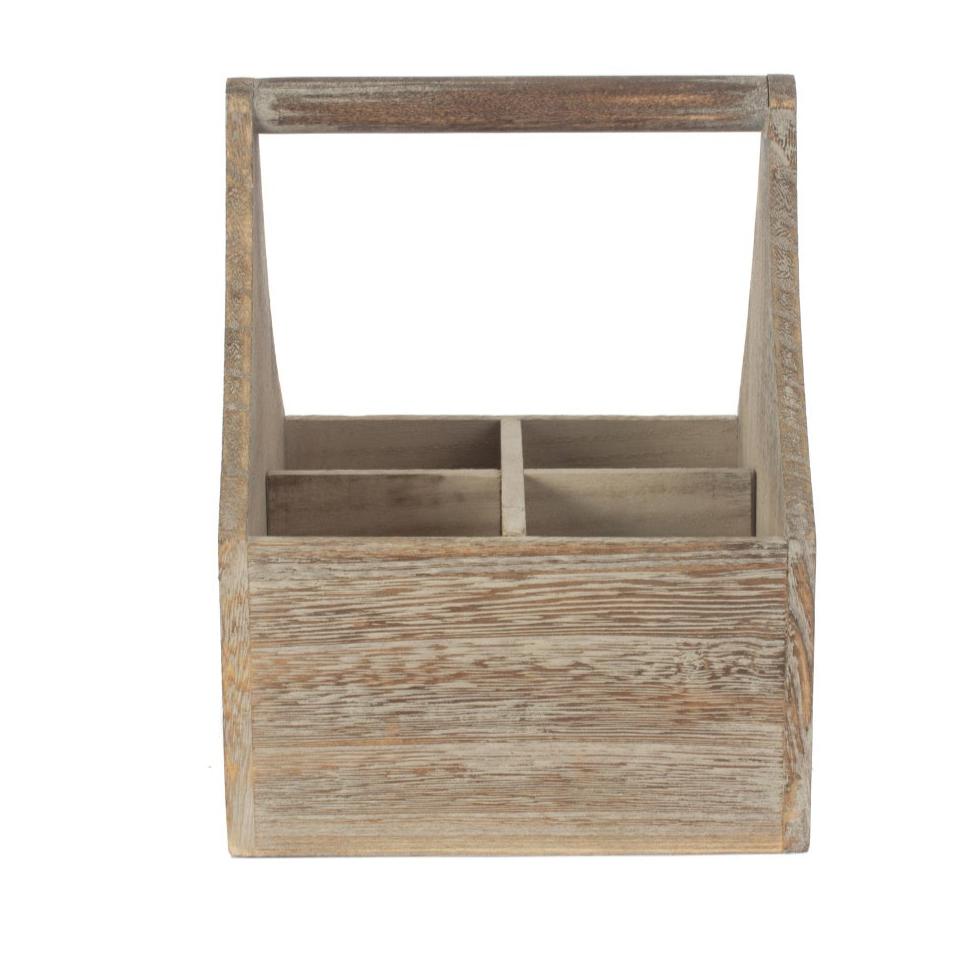 Oak Effect Square 4 Section Cutlery Holder