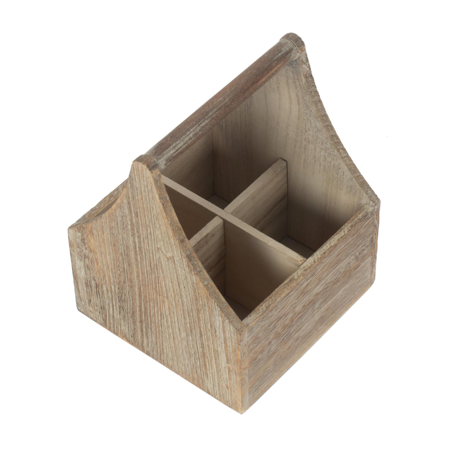 Oak Effect Square 4 Section Cutlery Holder