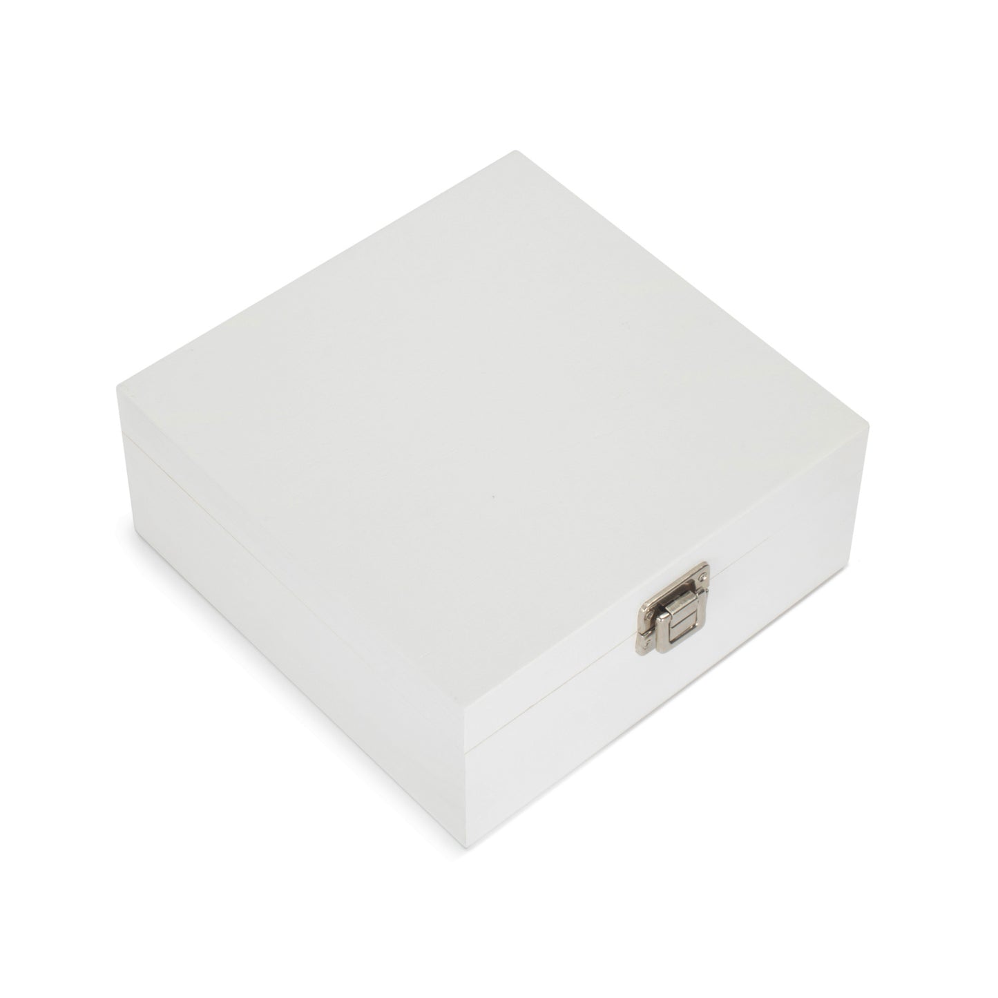 9 Inch Square White Wooden Keepsake Box