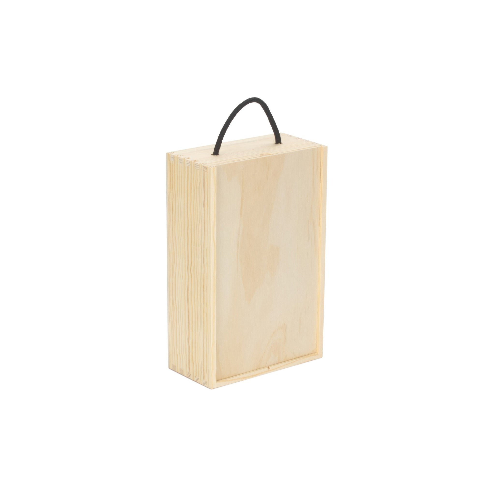2 Bottle Box with Sliding Wooden Lid