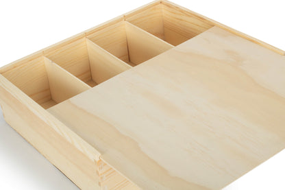 4 Bottle Box with Sliding Wooden Lid