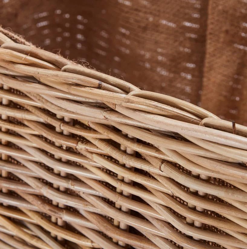 Wovenhill Kubu Rattan Rectangular Log Basket with Wheels Large