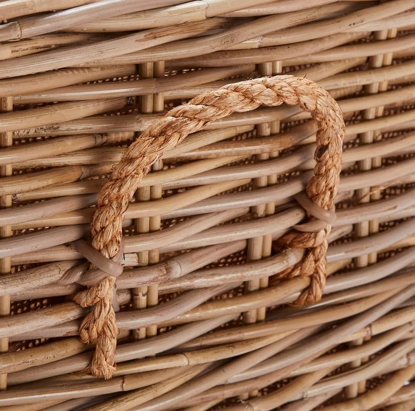 Wovenhill Kubu Rattan Rectangular Log Basket with Wheels Large