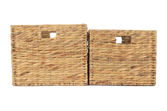 Water Hyacinth Square Storage Basket Set 2