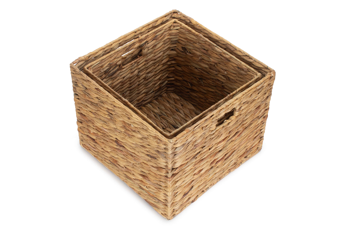 Water Hyacinth Square Storage Basket Set 2