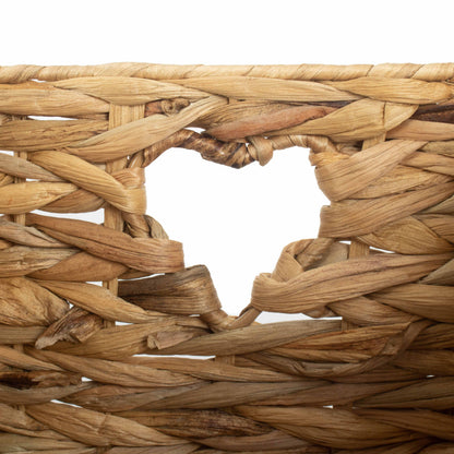 Small Water Hyacinth Storage Basket Set 2 With Heart Cut-Out Handles
