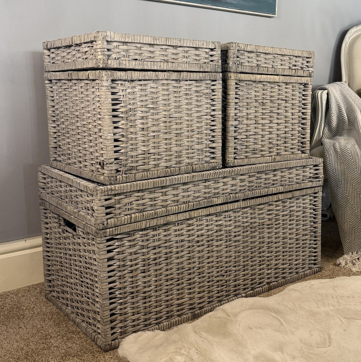 Wovenhill Wicker Grey Wash Chest