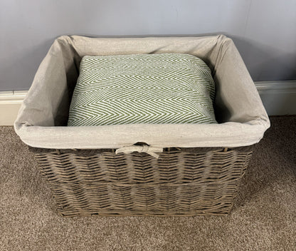 Wovenhill Wicker Grey Wash Storage Basket with Lining