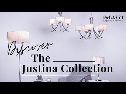Justina 43cm  Polished Chrome Table Lamp with Silver String Shade