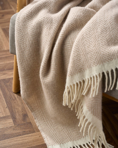 Clifton Herringbone Blanket: Bath Stone