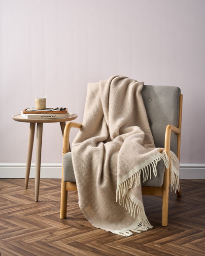 Clifton Herringbone Blanket: Bath Stone