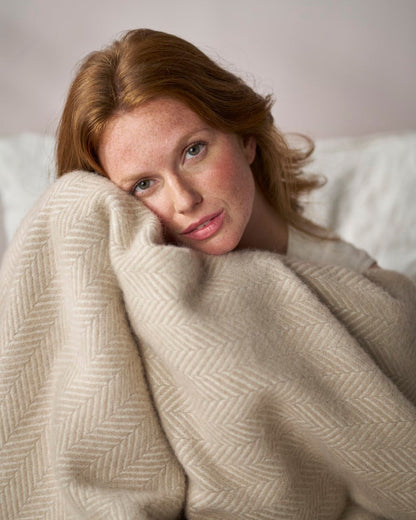 Clifton Herringbone Blanket: Bath Stone