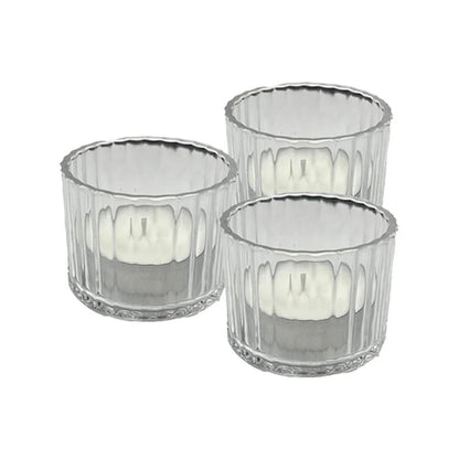 Ribbed Glass Tealights Set of 3