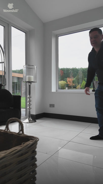 Wovenhill Kubu Rattan Rectangular Log Basket with Wheels