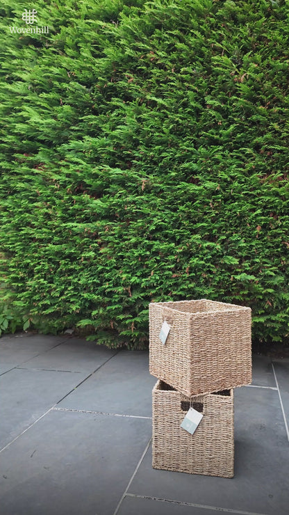 Set of 2 Square Seagrass Storage Baskets