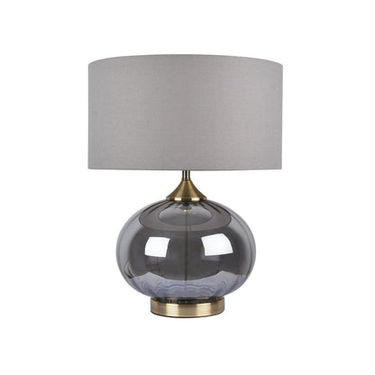 Acilia Antique Brass and Smoked Glass Table Lamp