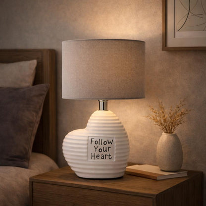 Willow Ceramic Table Lamp with Grey Shade