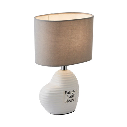 Willow Ceramic Table Lamp with Grey Shade