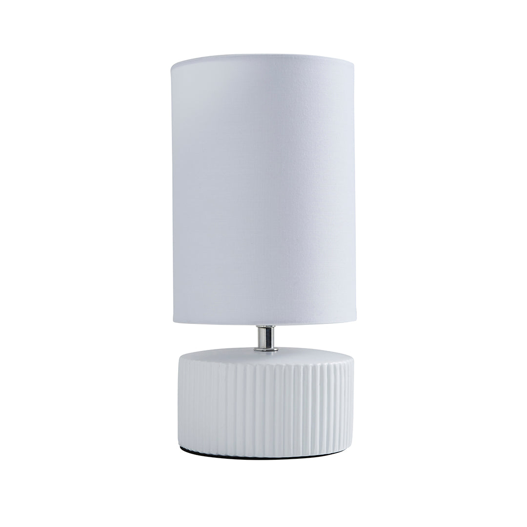 Linden White Ribbed Ceramic Table Lamp