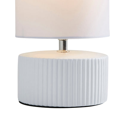 Linden White Ribbed Ceramic Table Lamp
