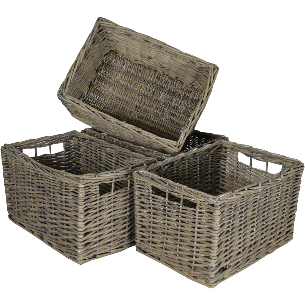 Set 4 Medium Rectangular Willow Storage Baskets