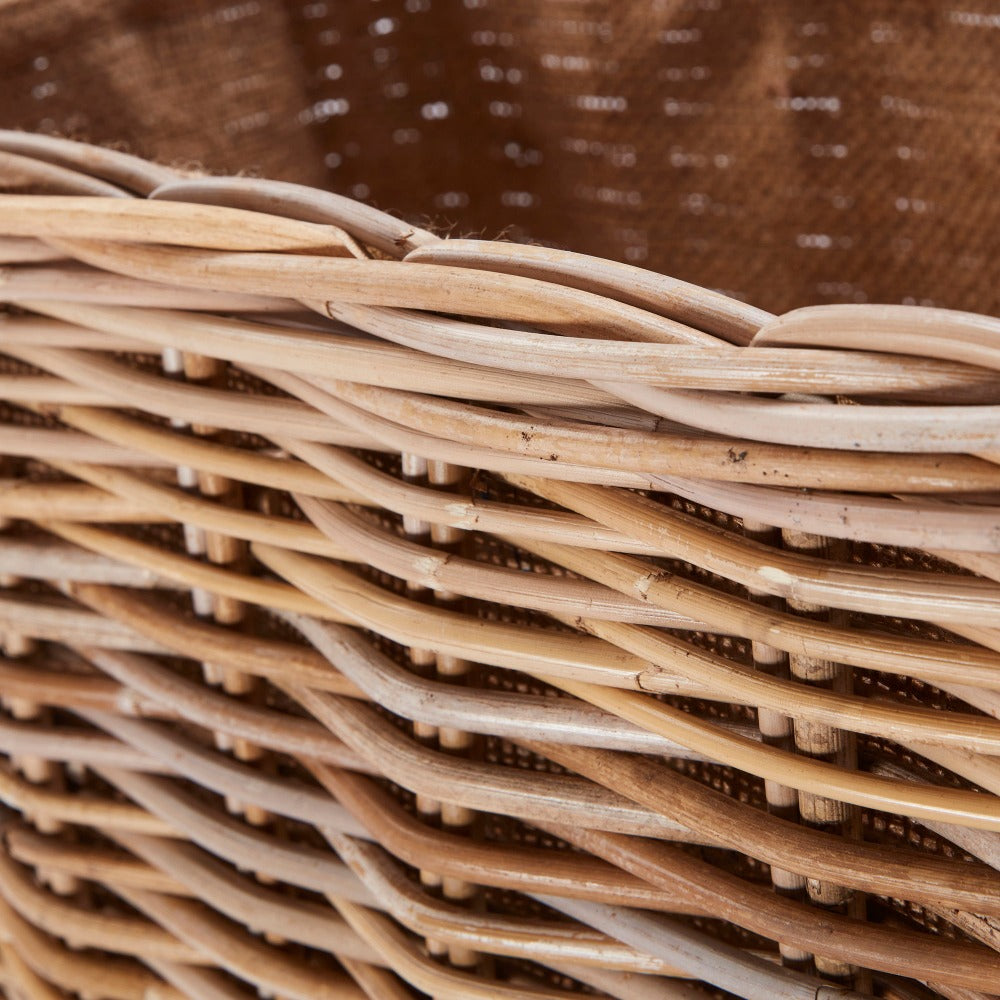 Wovenhill Kubu Woven Oblong Lined Log Baskets with Hoop Handles