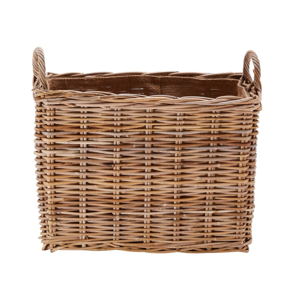 Wovenhill Kubu Woven Oblong Lined Log Baskets with Hoop Handles