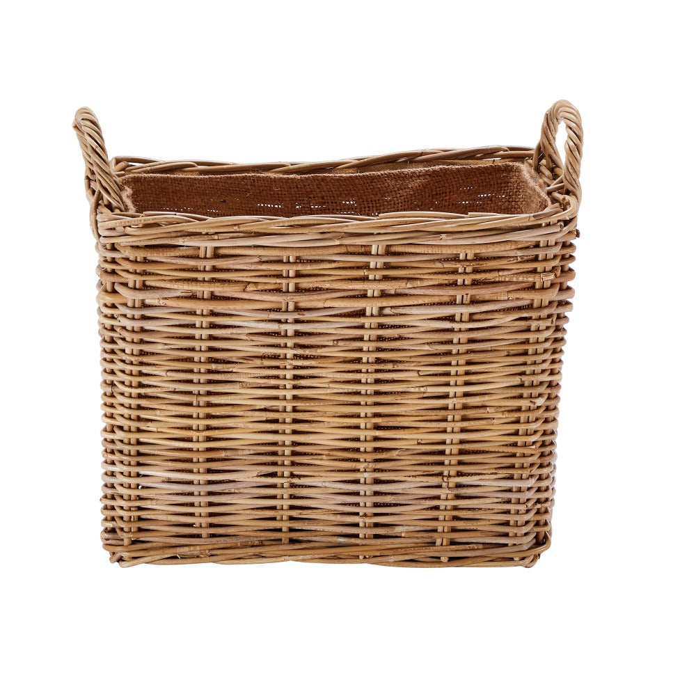 Wovenhill Kubu Rattan Oblong Lined Log Baskets with Hoop Handles